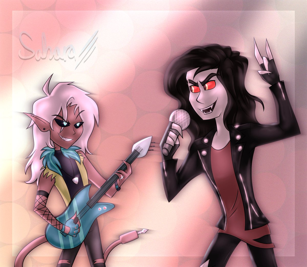 Desert_Deercat's tweet image. My first and only attack I managed to do this year, featuring my guy Sullivan and @CoolCatKatlyne 's Jessie! Love him so much and wanted to draw the rockstars together ✨️
#artfight25 #hazbinhotel #hazbinhoteloc #helluvabossoc #helluvabossoc