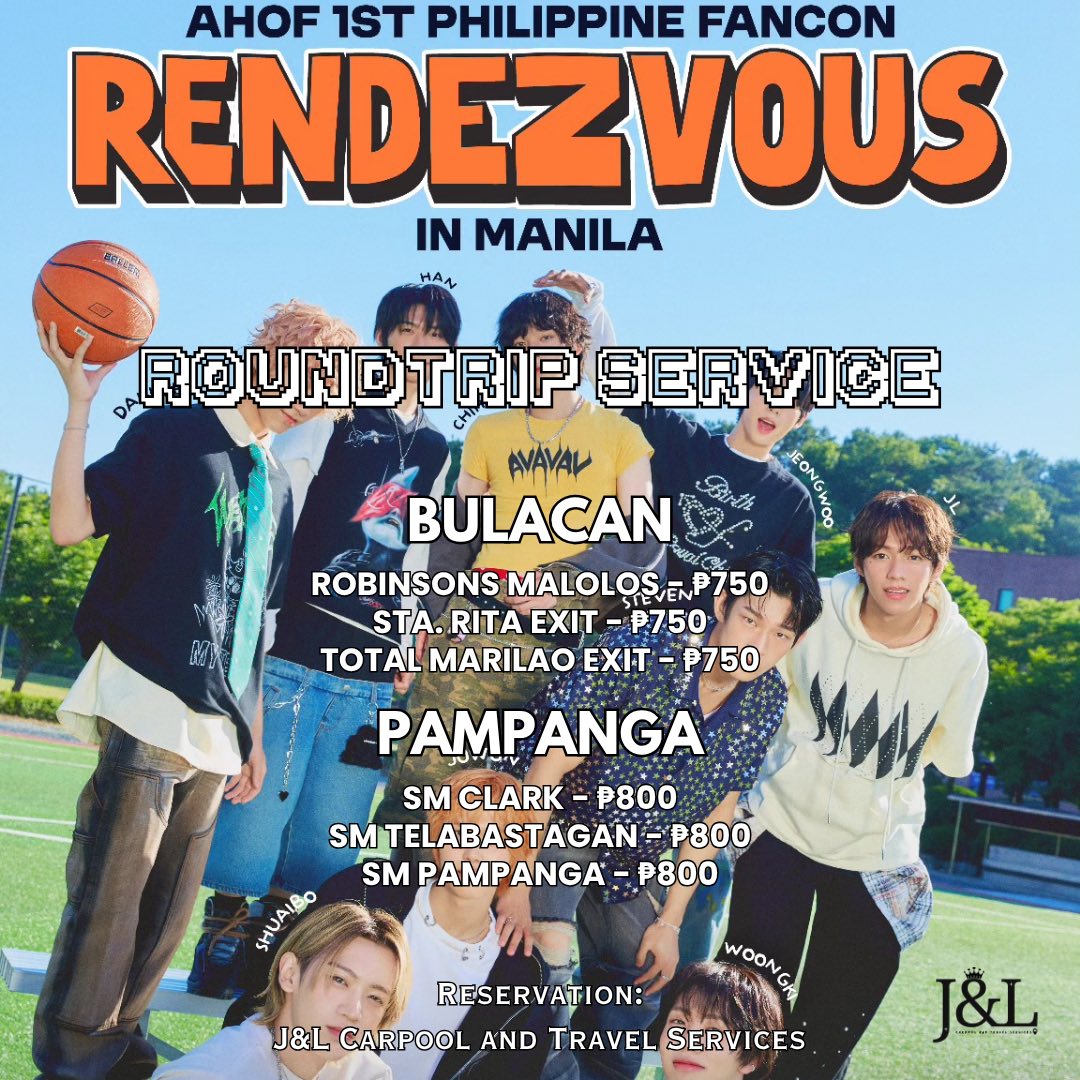Few slots left for carpool~ #RENDEZVOUSinMANILA roundtrip concert service! 🚐

AHOF 1st Philippine Fancon: Rendezvous in Manila

📅August 30, 2025
📍Smart Araneta Coliseum

BOOK NOW: forms.gle/JPpaUneD4fTj8q…

#AHOF #officialsbtown #carpool #shuttle Batangas Laguna Cavite