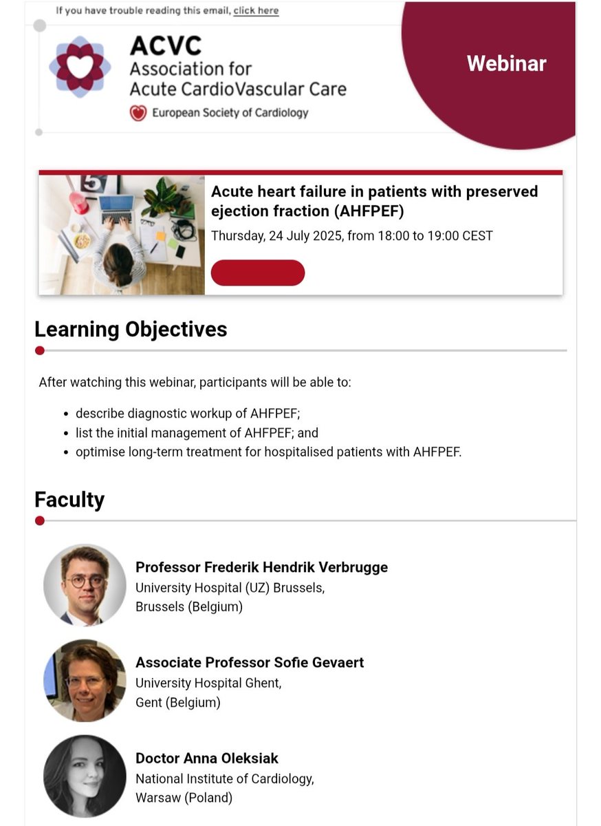 ACVCPresident's tweet image. Join us tomorrow for a new #ACVC_ESC webinar on #AHF with top experts in the field @Sofiegevaert @FH_Verbrugge @ann_oleksiak
Register here esc365.escardio.org/event/2003?utm…