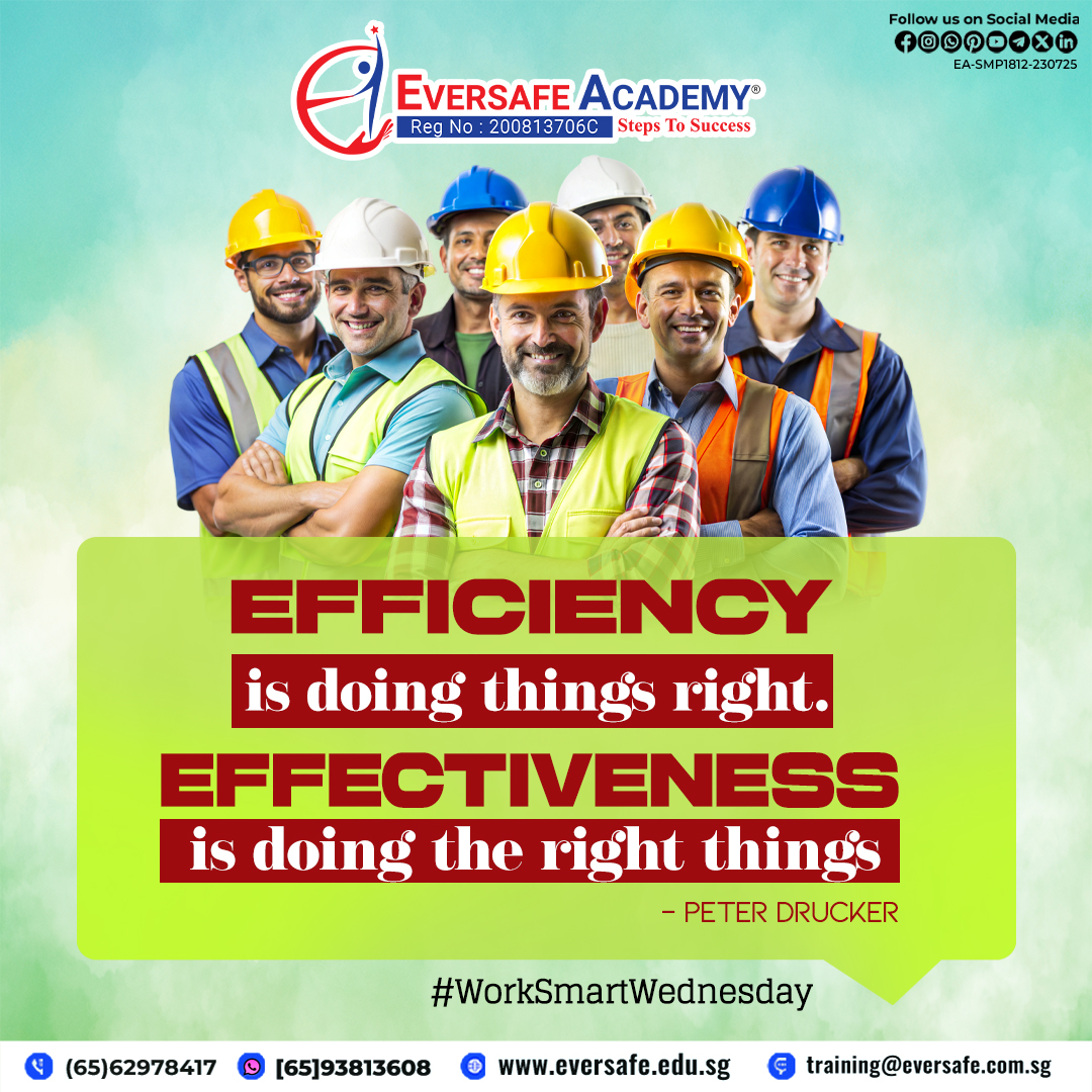 EversafeAcademy's tweet image. 💡 &quot;Efficiency is doing things right. Effectiveness is doing the right things.&quot; — Peter Drucker |  EVERSAFE Academy® Singapore !
📲 WhatsApp: 📱 bit.ly/3JKmp0J

🖥️ Website: 🌐 eversafe.edu.sg/eversafe-acade…

#WorkSmartWednesday #EversafeAcademy #EfficiencyVsEffectiveness