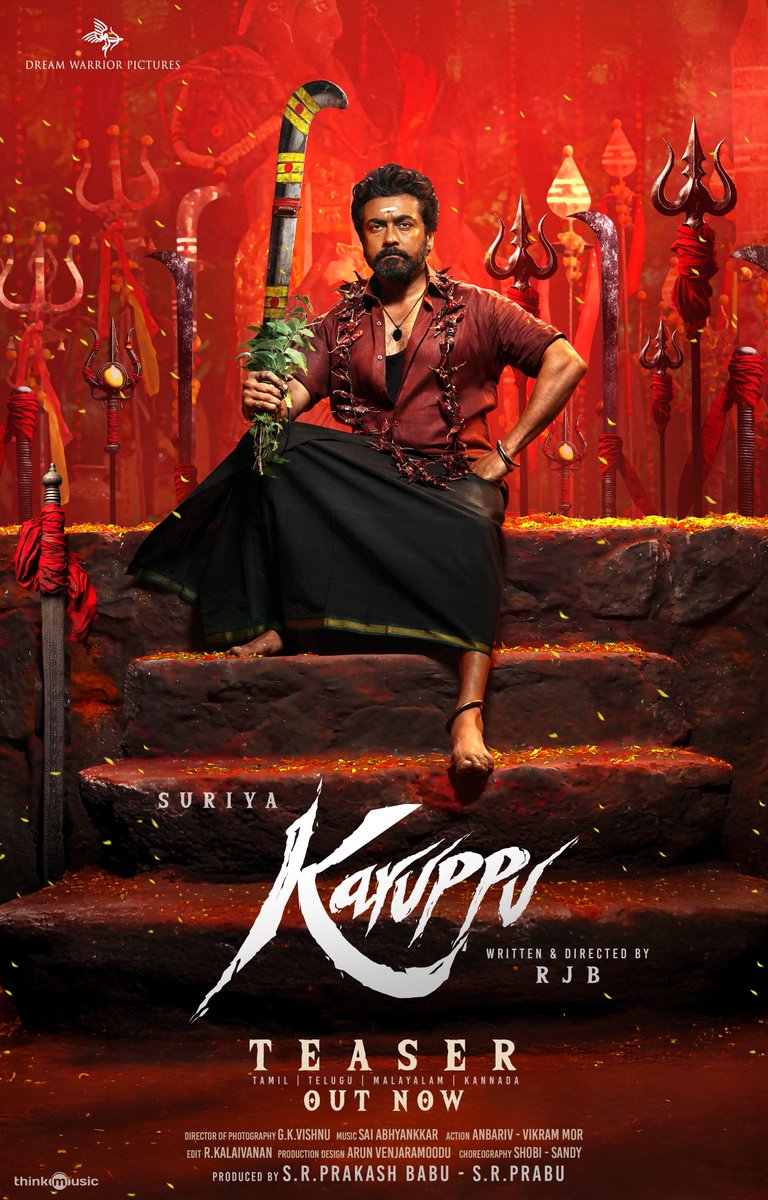 Think Music (@thinkmusicindia) on Twitter photo கருப்பன் வரான் வழி மறிக்காதே 🖤🔥 <a href="/Suriya_offl/">Suriya Sivakumar</a> is here as #Karuppu — teaser out now! 🏇🏻
Watch now: bit.ly/Karuppu_Teaser
#DaddysHome
Written & Directed by <a href="/RJ_Balaji/">RJB</a> 🎬❤️🔥
Music <a href="/SaiAbhyankkar/">abhyankkar</a> 🎹💣
<a href="/trishtrashers/">Trish</a> #Indrans <a href="/natty_nataraj/">N.Nataraja Subramani</a> #Swasika <a href="/SshivadaOffcl/">Sshivada</a> #SupreethReddy கருப்பன் வரான் வழி மறிக்காதே 🖤🔥 <a href="/Suriya_offl/">Suriya Sivakumar</a> is here as #Karuppu — teaser out now! 🏇🏻
Watch now: bit.ly/Karuppu_Teaser
#DaddysHome
Written & Directed by <a href="/RJ_Balaji/">RJB</a> 🎬❤️🔥
Music <a href="/SaiAbhyankkar/">abhyankkar</a> 🎹💣
<a href="/trishtrashers/">Trish</a> #Indrans <a href="/natty_nataraj/">N.Nataraja Subramani</a> #Swasika <a href="/SshivadaOffcl/">Sshivada</a> #SupreethReddy