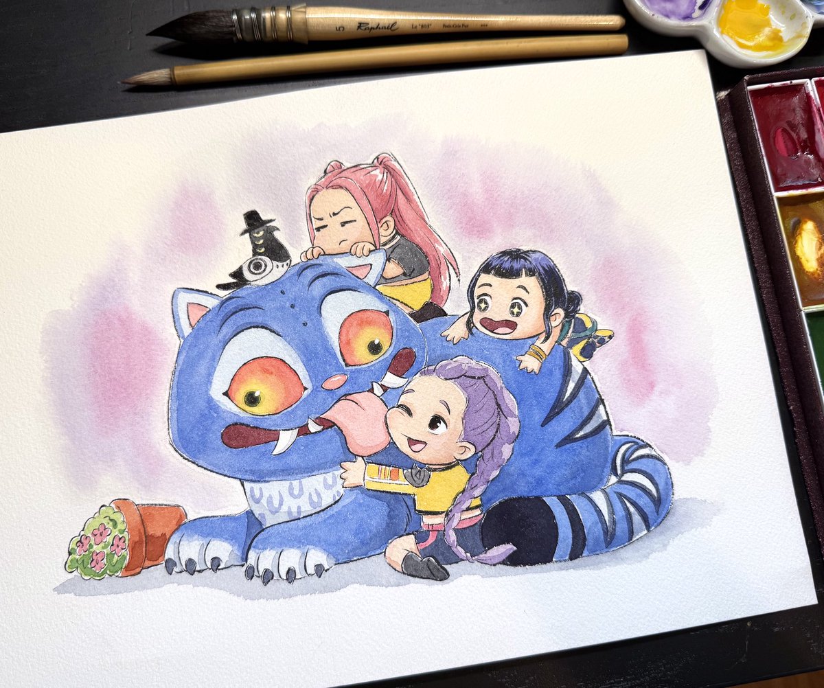 naybacca's tweet image. I can’t believe Comic-con starts tomorrow!! I feel not prepared at all😅
I was able to squeeze this painting in today. I will have this original and the prints available!
@SD_Comic_Con @Comic_Con #SDCC2025 #KPOPDEMOMHUNTERS
