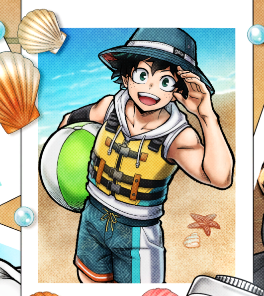 I hate the summer outfits in the game, but I like how the game keeps rolling with the concept of Deku + photos 😂