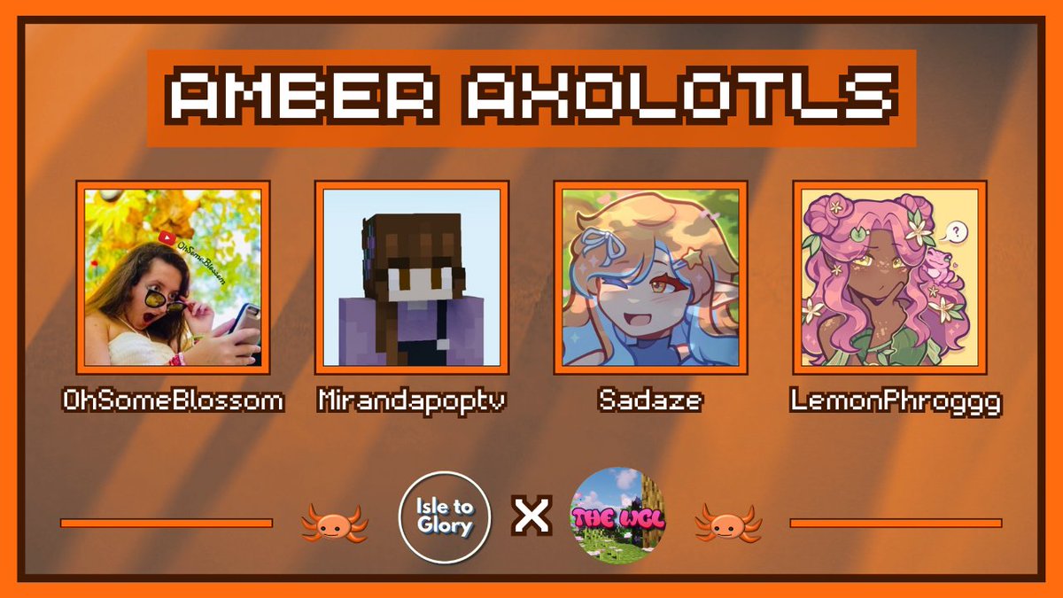 Clovish🍀 (@clovishlive) on Twitter photo 🌷Announcing the Amber Axolotls! 🔥
<a href="/OhSomeBlossom1/">🌸✨OhSomeBlossom✨🌸</a> <a href="/mirandapoptv/">miranda 🧚🏻♀️</a> <a href="/Sadazeyt/">Sadaze ✨🌧🧡</a> <a href="/lemonphrogg/">Lemon 🍋🐸🪷</a>
Watch them play in WCL x Isle to Glory on August 2nd at 7 PM CEST / 1 PM EDT! ⚔️ 🌷Announcing the Amber Axolotls! 🔥
<a href="/OhSomeBlossom1/">🌸✨OhSomeBlossom✨🌸</a> <a href="/mirandapoptv/">miranda 🧚🏻♀️</a> <a href="/Sadazeyt/">Sadaze ✨🌧🧡</a> <a href="/lemonphrogg/">Lemon 🍋🐸🪷</a>
Watch them play in WCL x Isle to Glory on August 2nd at 7 PM CEST / 1 PM EDT! ⚔️