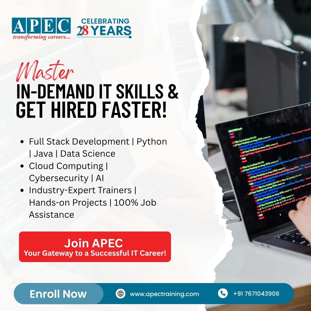 apecITtraining's tweet image. Master In Demand IT Skills &amp;amp; Land Your Dream Job Faster
New Batches Starting Register Now t.ly/soH_l
Visit: apectraining.com

#ITCourses #APECTraining #FullStackDevelopment #PythonTraining #DataScience #hyderabad #Telangana #trendingnow #trendy #trendingpost