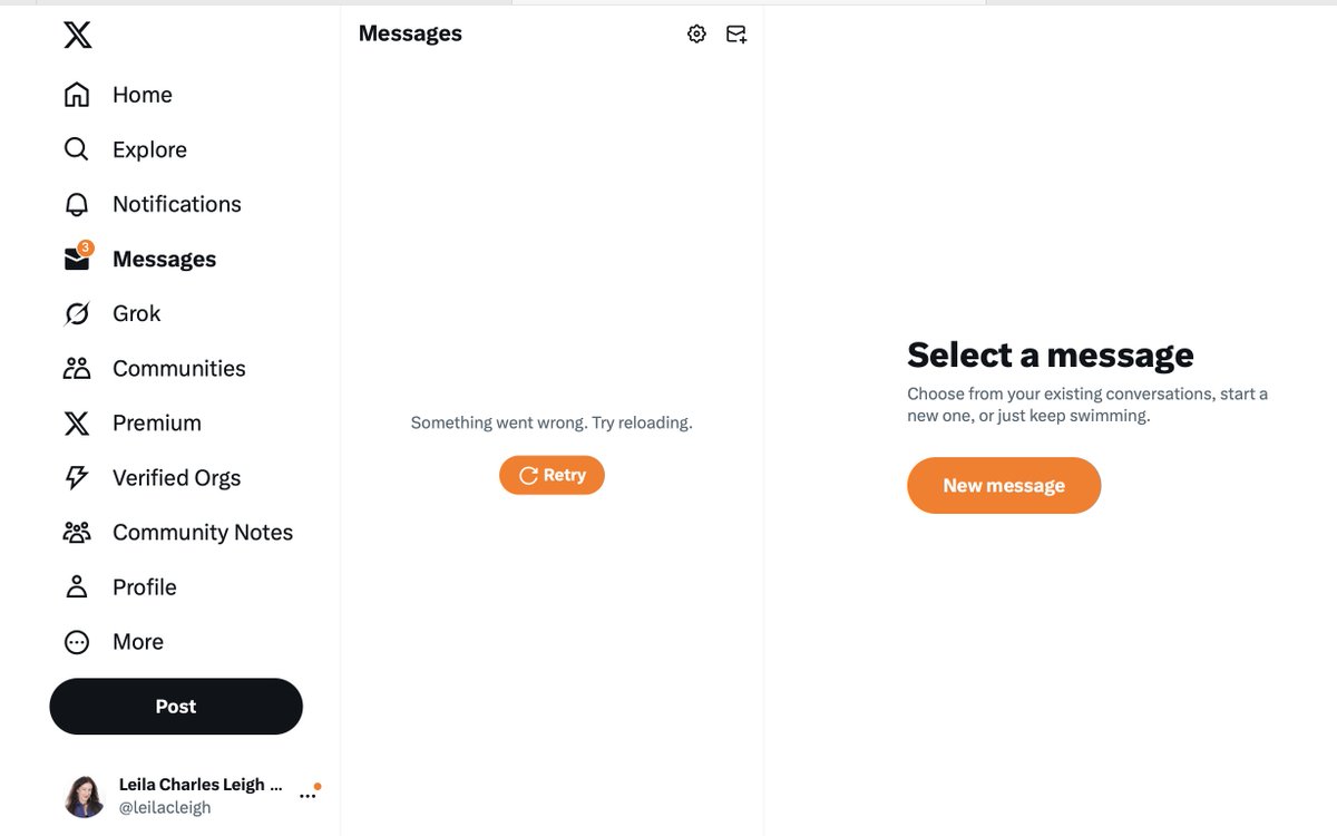 leilacleigh's tweet image. Anyone else experiencing this with DMs for the last week?🥴