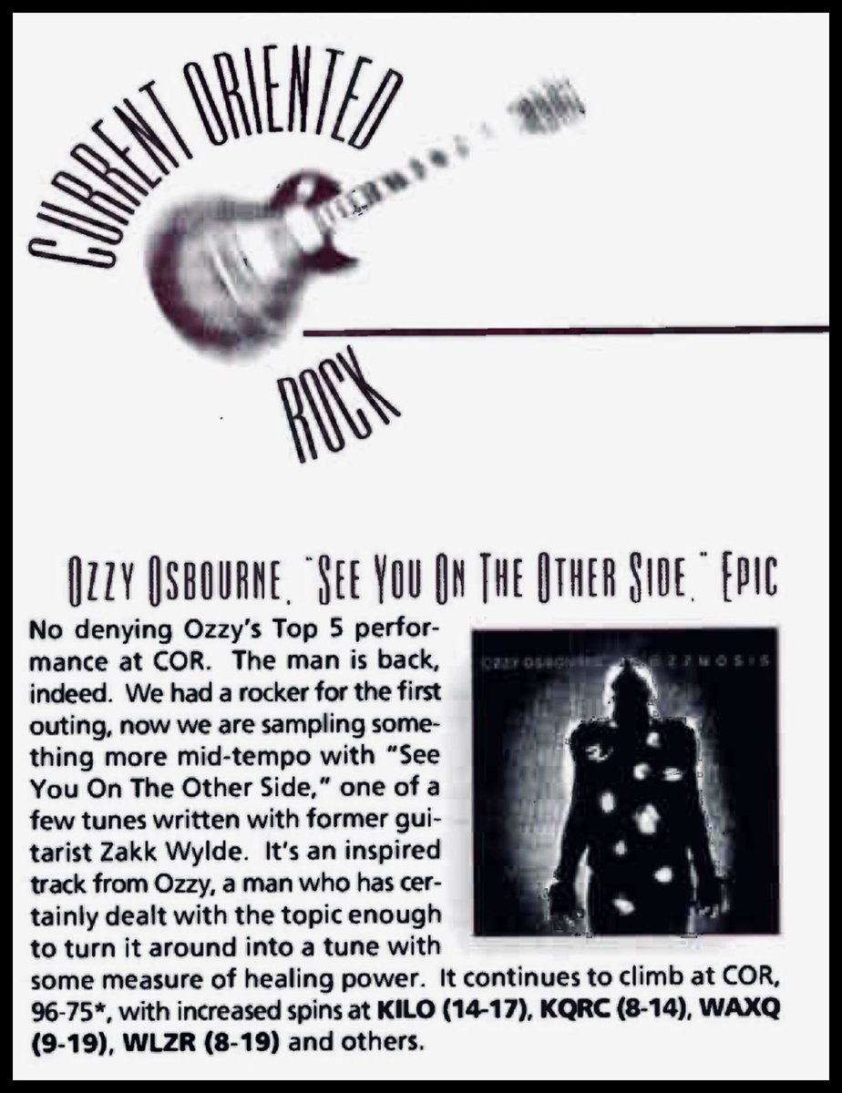 mitchlafon's tweet image. Ozzy - See You On The Other Side
Nov. 24th 1995, The Hard Report writes, “It's an inspired track from Ozzy, a man who has certainly dealt with the topic enough to turn it around into a tune with some measure of healing power.”
@OzzyOsbourne