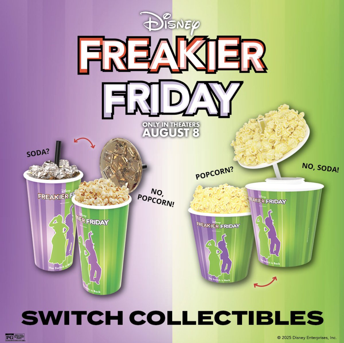 foodbeast's tweet image. ‘Freakier Friday’ Movie Drops Clever Swappable Popcorn Buckets 🍿
The unexpected sequel to the classic 2003 Disney film “Freaky Friday,” releases on August 8. To accompany the film, Marcus Theatres, is releasing a popcorn bucket and drink cup with swappable tops.