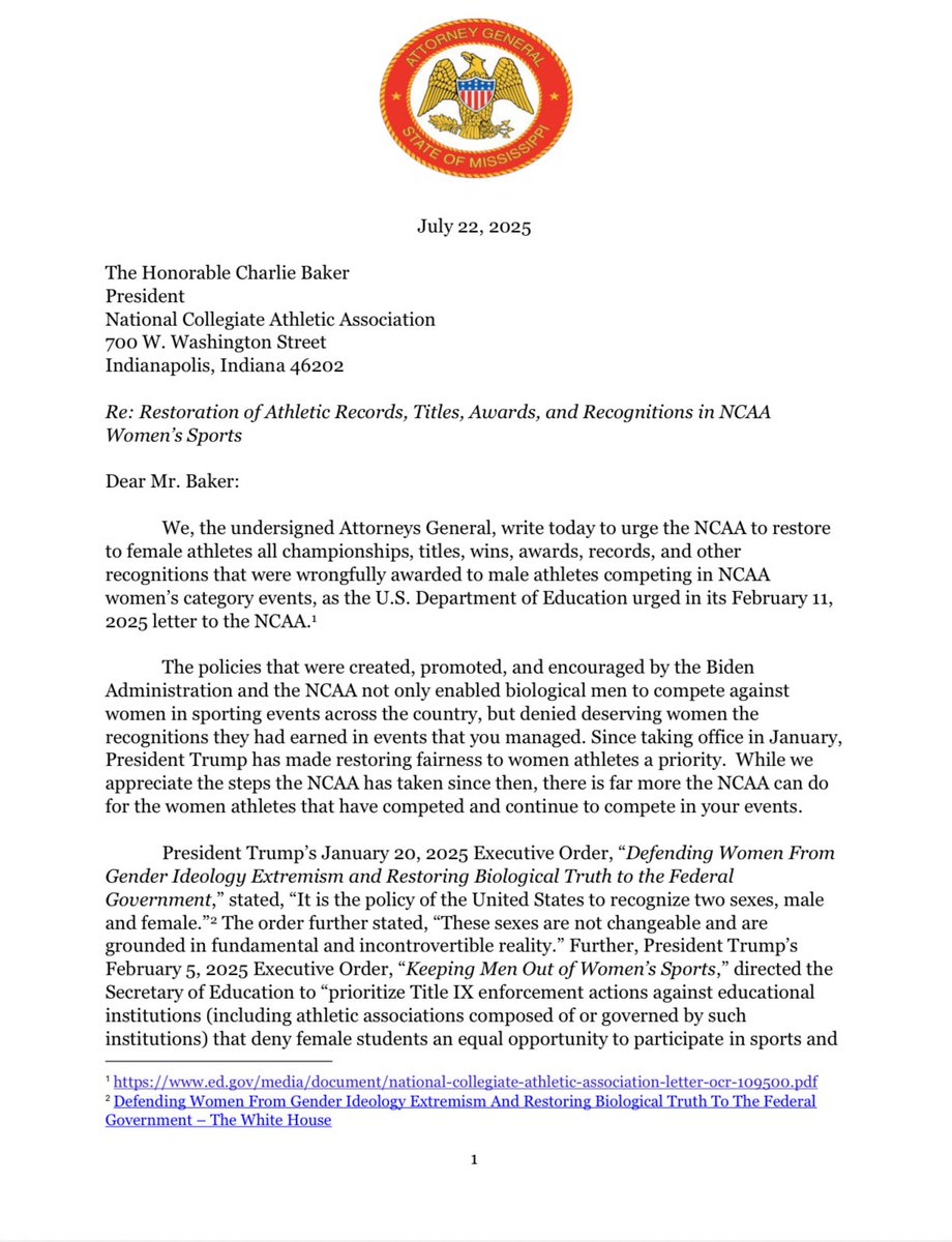 SophiaSLorey's tweet image. Men stole records. NCAA let it happen.
Today @AGToddRokita and 27 AGs demanded to @CharlieBakerMA NCAA president that those titles be returned to the women who earned them.
California? Silent. @AGRobBonta
Grateful to be at the Indiana Capitol today.
tinyurl.com/w48xy7x7