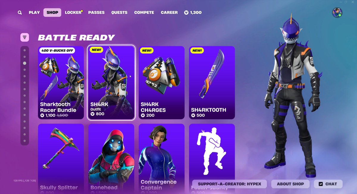 HYPEX's tweet image. NEW 800 VB SKIN — SH4RK
GET IT HERE: fortnite.com/item-shop?crea…
Use code "HYPEX" if you'd like to support me ❤️ #EpicPartner