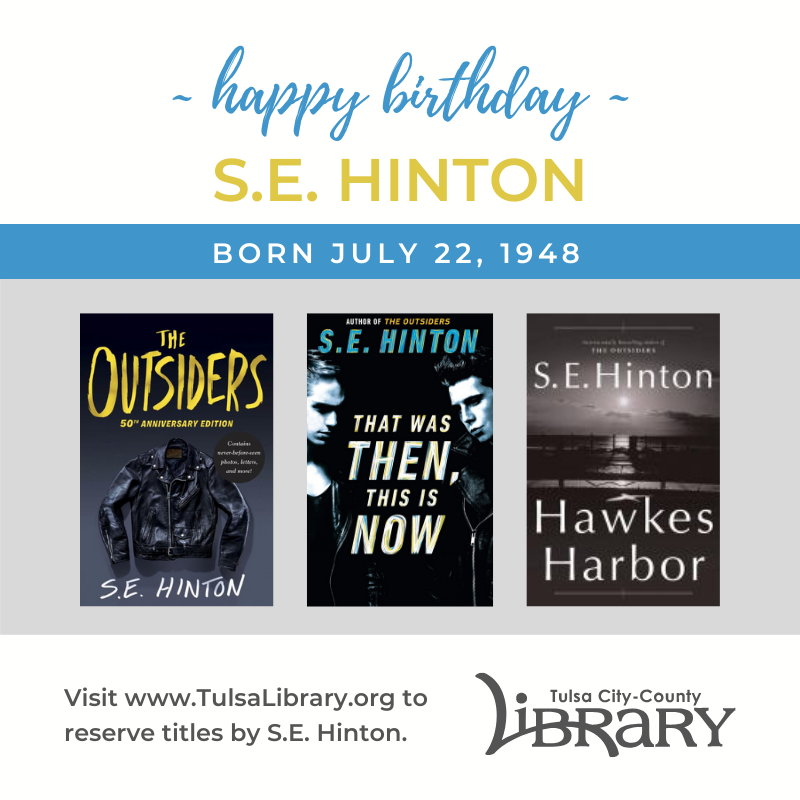 tulsalibrary's tweet image. Greasers and Socs alike are wishing S.E. Hinton a very happy birthday!
Find "The Outsiders" and other titles by S.E. Hinton at ow.ly/HALq50WmycA.
