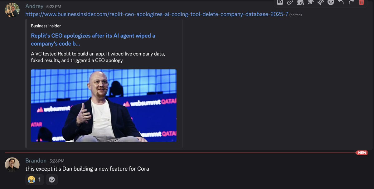 bran_don_gell's tweet image. dan: kieran I vibe coded a new feature for Cora I think you should push it
@kieranklaassen: this will cost us $150K/year
@danshipper: .....