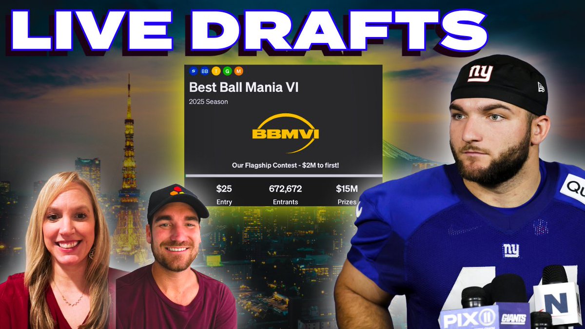 bestballguy's tweet image. Live at 6:30pm PST
Doing a BBM6 and More with Special Guest @megs08DFS !! See you all then &lt;3
youtube.com/watch?v=4hymxk…