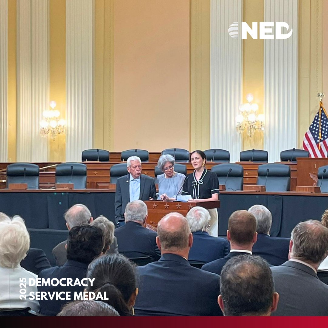 NEDemocracy's tweet image. "Despite misery, despite repression, despite the forced exile imposed on millions of Cubans, the Cuban people are still demanding their rights." - @RosaMariaPaya
#DemocracyServiceMedal
