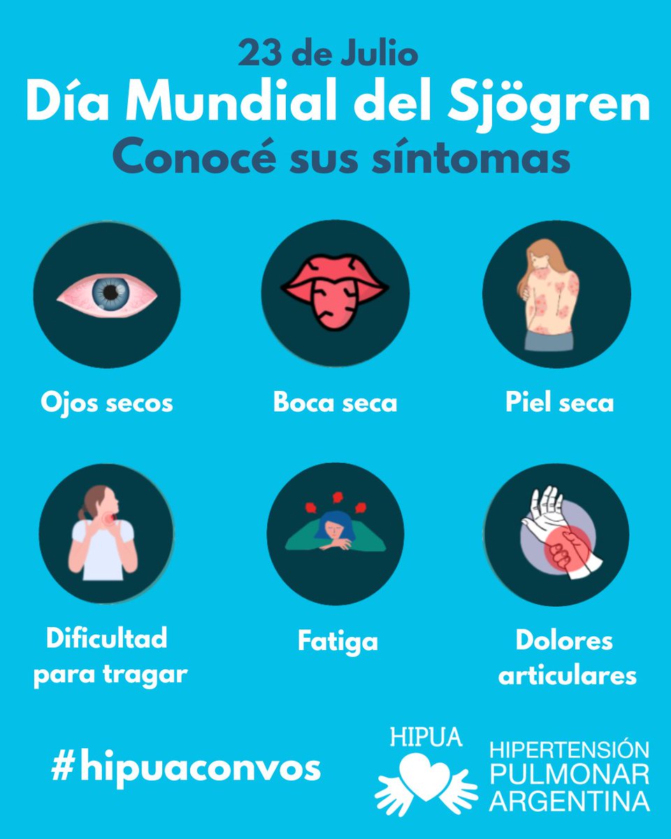 HIPUA (@hipua) on Twitter photo 23 de julio | #DíaMundialDelSjögren
El síndrome de Sjögren puede afectar más que ojos y boca: también se asocia a Hipertensión Pulmonar.
Tos, falta de aire o dolor de pecho pueden ser señales.
¡Detectarlo a tiempo puede hacer la diferencia!
#Sjögren #HP #Hipuaconvos 23 de julio | #DíaMundialDelSjögren
El síndrome de Sjögren puede afectar más que ojos y boca: también se asocia a Hipertensión Pulmonar.
Tos, falta de aire o dolor de pecho pueden ser señales.
¡Detectarlo a tiempo puede hacer la diferencia!
#Sjögren #HP #Hipuaconvos