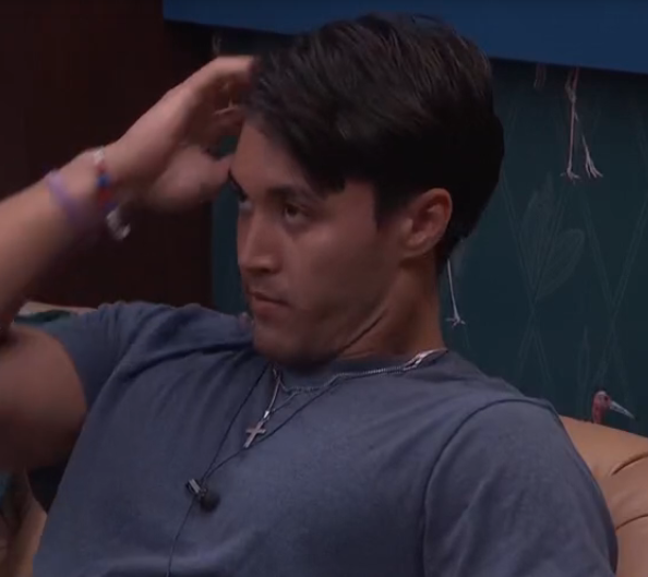 BBFeedsFairy's tweet image. Morgan/Zach discussing saving Adrian or not, Zach fighting for Adrian, Morgan says the danger with Adrian is we don't know if he'd put up more than 1 from their side, Zach kinda sighs/almost rolls eyes #bb27