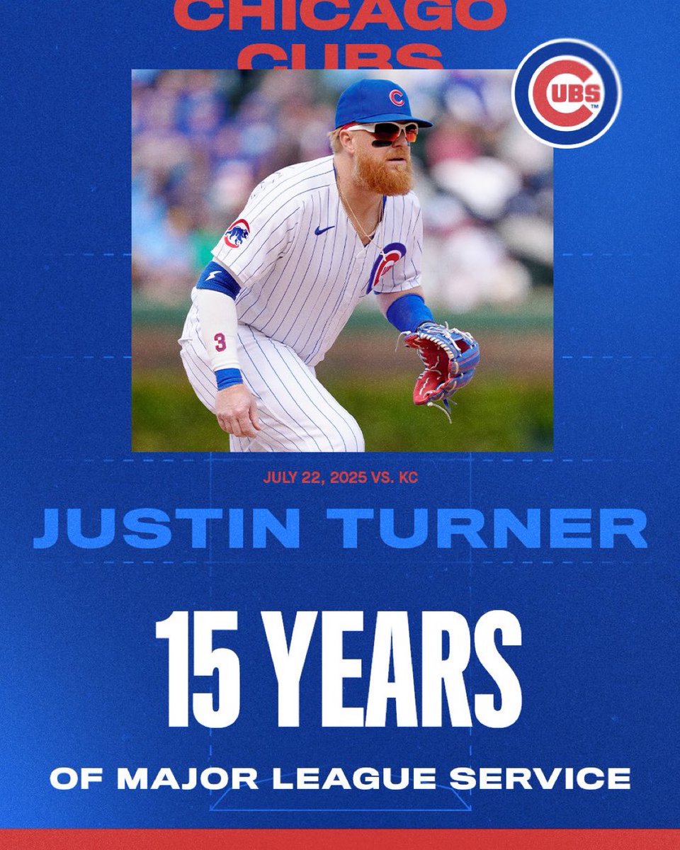 SleeperCubs's tweet image. Congrats to Justin Turner on 15 years of Major League Service!!!
(📸: @Cubs)