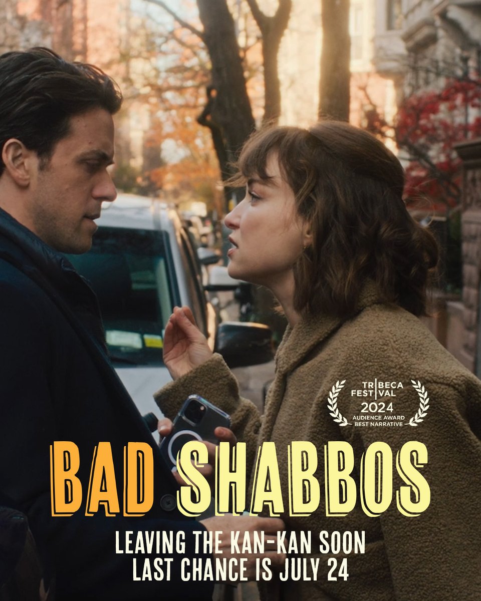 KanKanCinema's tweet image. If we could play every film all the time we would, but the reality—the sad, sad reality—is that sometimes a movie has to leave. Three lovely films have their last chance to see on this Thursday: IN THE MOOD FOR LOVE, MATERIALISTS, and BAD SHABBOS.
Say farewell; link in bio