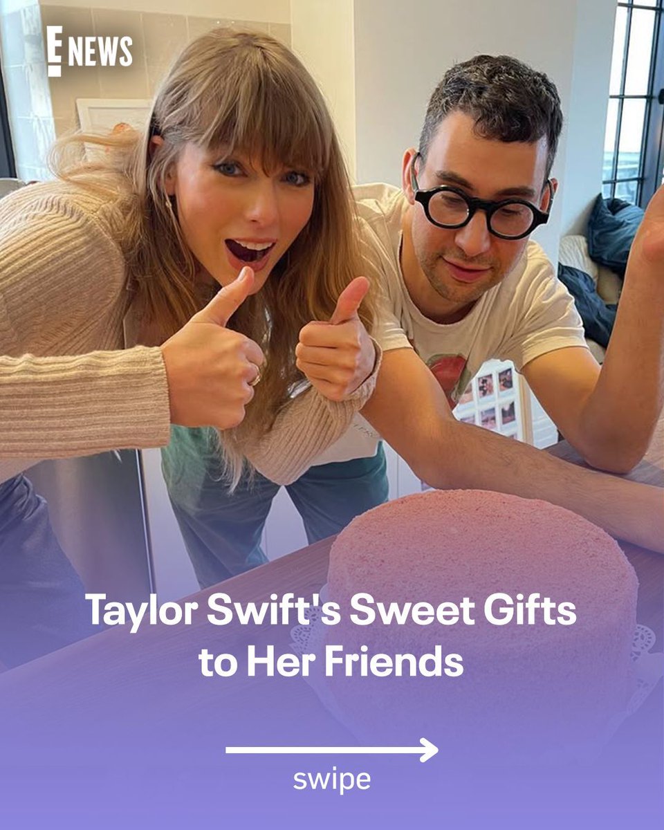 enews's tweet image. Oh to be the recipient of a sweet treat and handwritten note from Taylor Swift. 🥰 More on how she celebrated Selena Gomez's "loaf story:" bit.ly/4f2fGxP