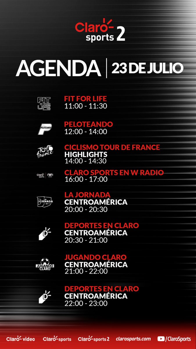¡MUCHO DEPORTE E CLARO SPORTS 2!😏

Les dejamos la #AgendaDelDía de nuestra programación para toda Centroamérica