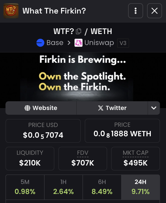 0xAefre's tweet image. just bought the @WhatTheFirkin $wtf pump
been meaning to establish a wtf bag for awhile.