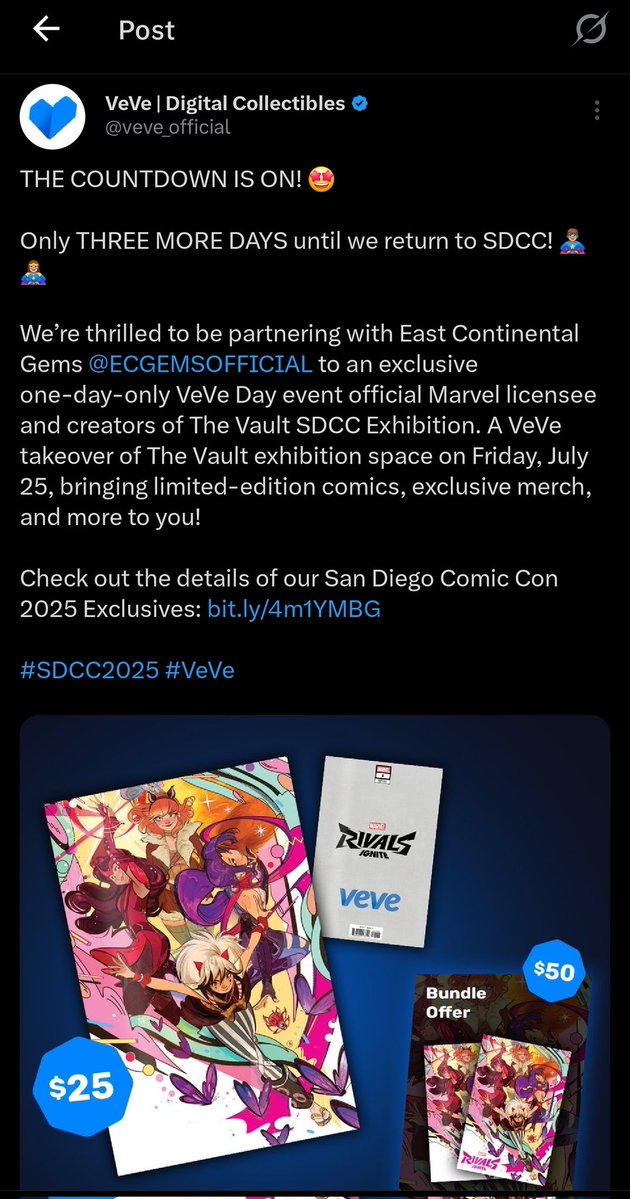 VeVe_Vibes's tweet image. A lot is happening in the physical and digital collecting world this week!
- 'New Unique Set Challenge' started today on @veve_official with leaderboards
- Silver Surfer #1 dropping Wednesday & $5000 bounty by @ComicsandCrypto for #1968
- VeVe partnered with Bad Idea, Marvel, &…