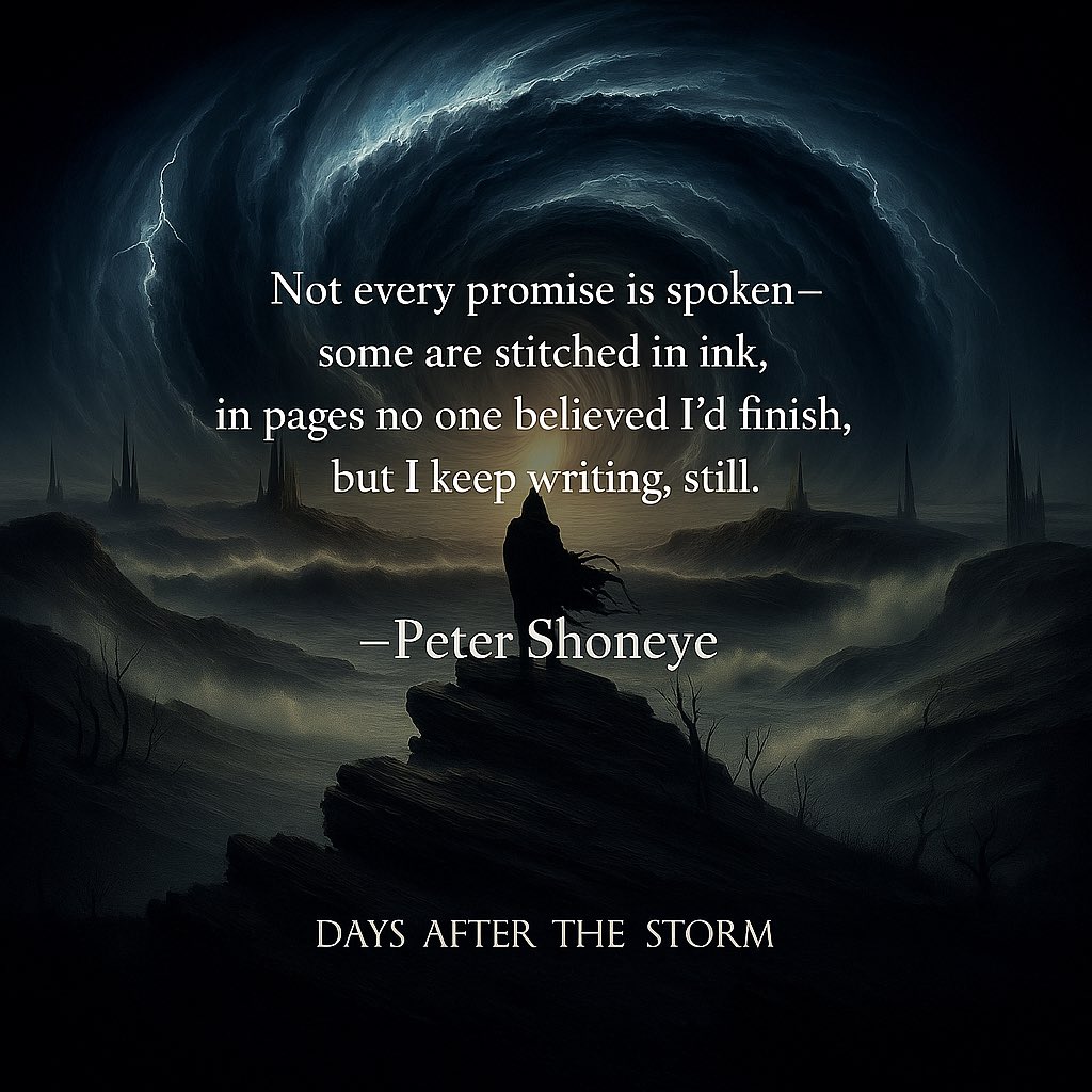 petershoneye's tweet photo. #vss365 #promise
He writes…
Not every promise is spoken—
some are stitched in ink,
in pages no one believed I’d finish,
but I keep writing, still.
—Peter Shoneye ✍🏾
#FoxProse #HeWrites #PoetryOfResilience #WritingCommunity #ModernRomantic #IntimateVerse