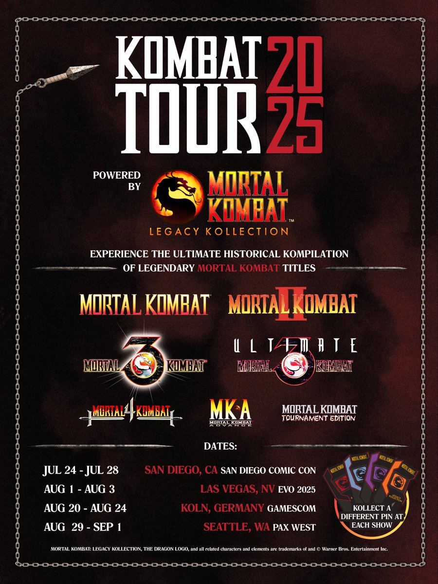 MortalKombat's tweet image. Who's got next? Experience Mortal Kombat: Legacy Kollection at these upcoming events. Follow @DigitalEclipse for the latest details. #MKLK