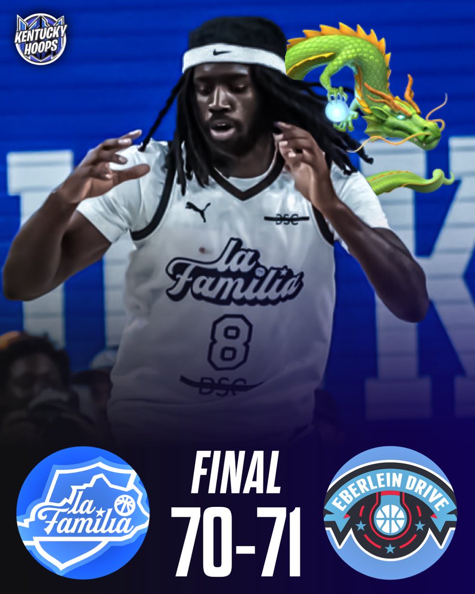 kentuckyhoopsig's tweet image. Kahlil Whitney leads a wild comeback but La Familia falls just short after a missed free throw and three-pointer by Eberlein Drive 😿
La Familia’s second annual TBT Tournament comes to a close as the Wildcat Alumni look for revenge next year.