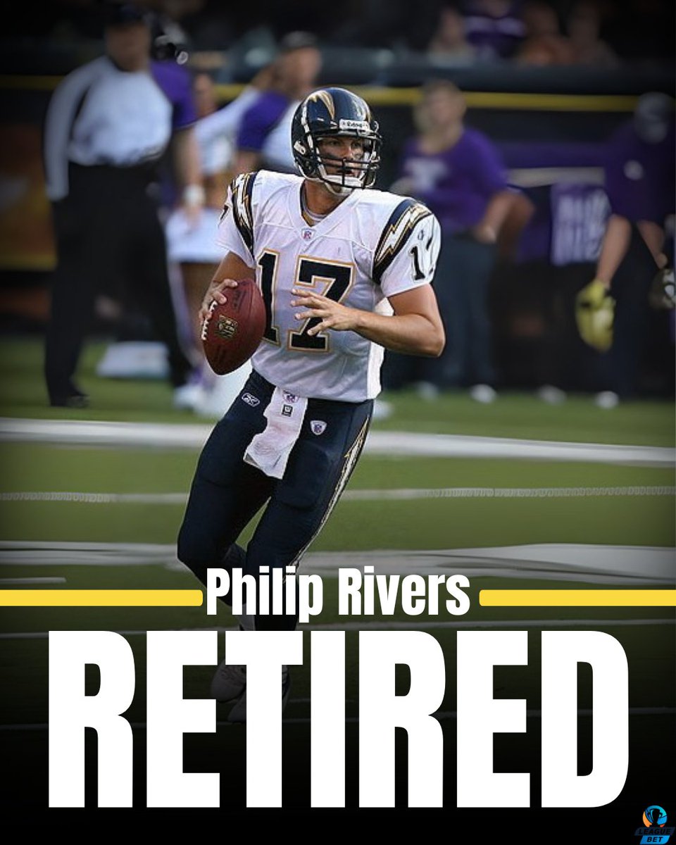LeagueBetApp's tweet image. Philip Rivers, the legendary Chargers quarterback, officially retired as a member of the Chargers. This came almost five years after his last NFL game with the Indianapolis Colts in 2020.
