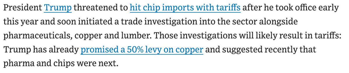 Farshchi's tweet image. It will be hard to bring all chipmaking back to the US
BUT, we must be DESIGNING all of our chips here, and tariffs should favor chips designed here but fabricated elsewhere h/t @WSJ