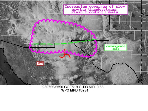 NWSWPC's tweet image. #WPC_MD 0781 affecting Southeast Arizona through Far West Texas, #txwx #nmwx #azwx, wpc.ncep.noaa.gov/metwatch/metwa…