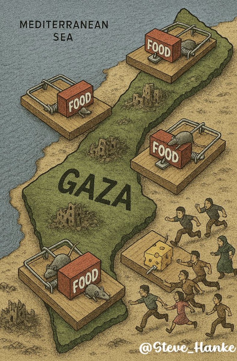 steve_hanke's tweet image. ANOTHER MURDEROUS DAY IN THE KILLING FIELDS OF GAZA.
Today, Israeli strikes killed 25 Palestinians in Gaza.
The 4 US-Israeli backed Gaza Humanitarian Foundation food distribution sites are nothing more than killing traps.
