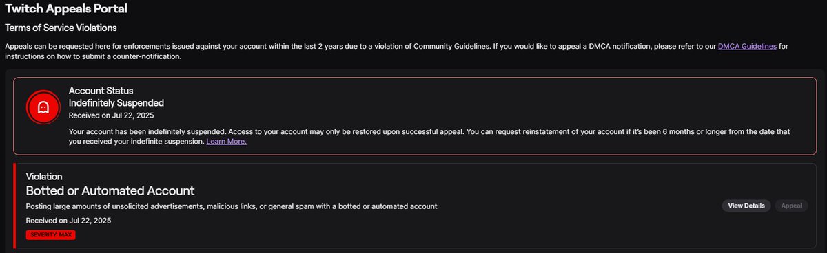 ImAnnieMeiMei's tweet photo. Are you fucking kidding me?? WHAT THE HELL!! what did i do @Twitch 

WHY AM I SUSPENDED!?! IVE LITERALLY DONE NEITHER OF THESE THINGS. OMG im gonna fucking cry right now bro, I aint big enough to get eyes on this. Am I just cooked bro??? T^T https://t.co/Q2VNPdf3Bk