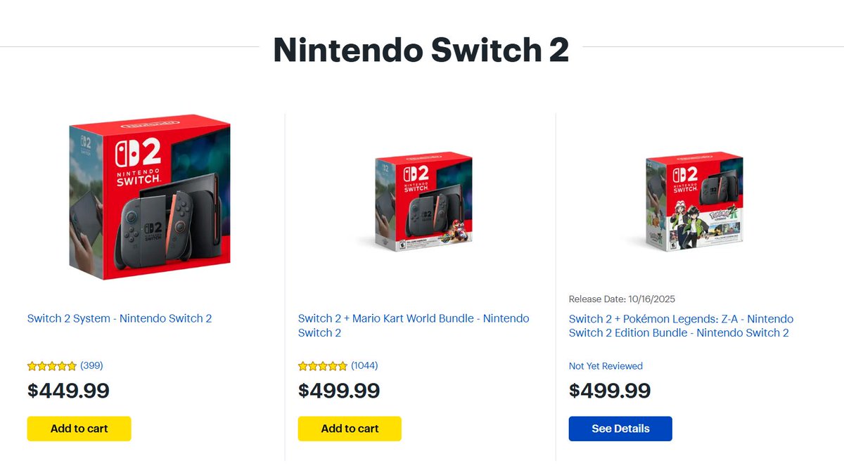Wario64's tweet image. Nintendo Switch 2 console availability:
Best Buy (Console / Mario Kart / Pokemon Bundle) buff.ly/Piiwt5d
Pokemon bundle preorder
GameStop buff.ly/kYGk9ZW
Nintendo Store buff.ly/j9Ymals
Target buff.ly/97xiMxT #ad