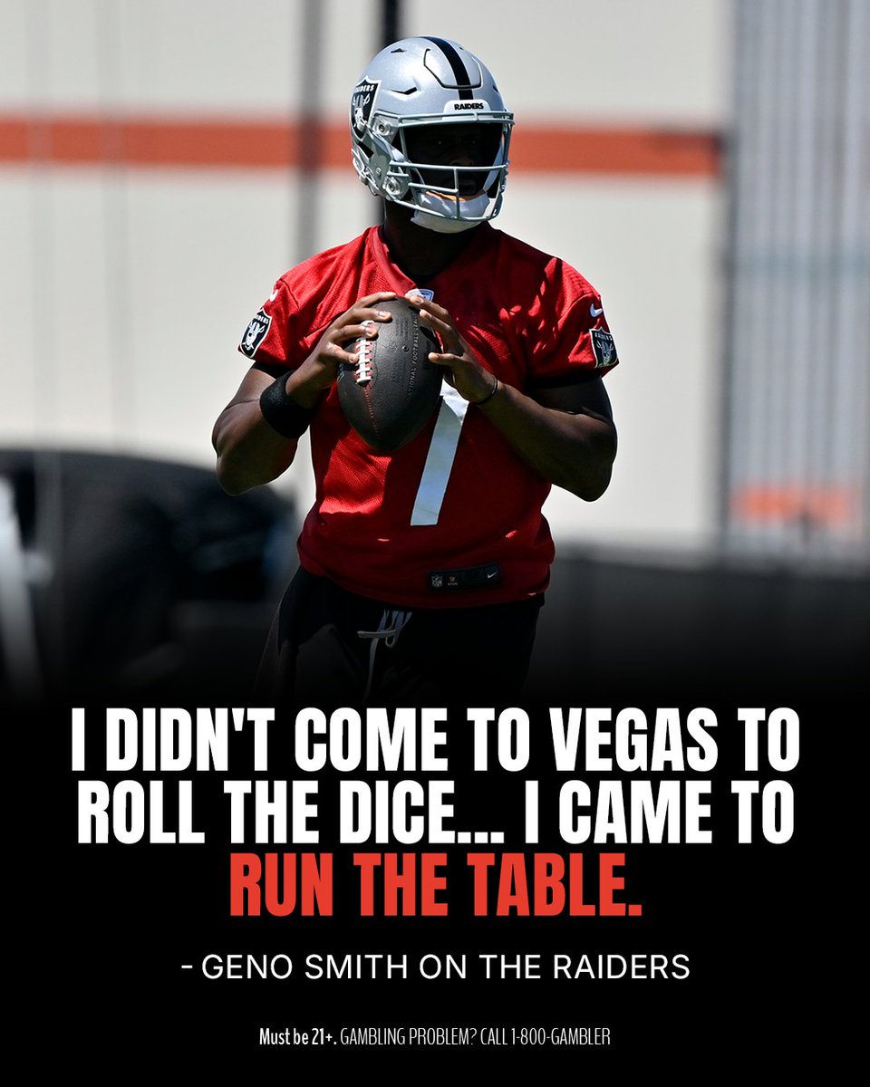 FanaticsBook's tweet image. Geno Smith Year 1 in Vegas 🔜🔜
The Raiders are currently +12000 to win it all 👀