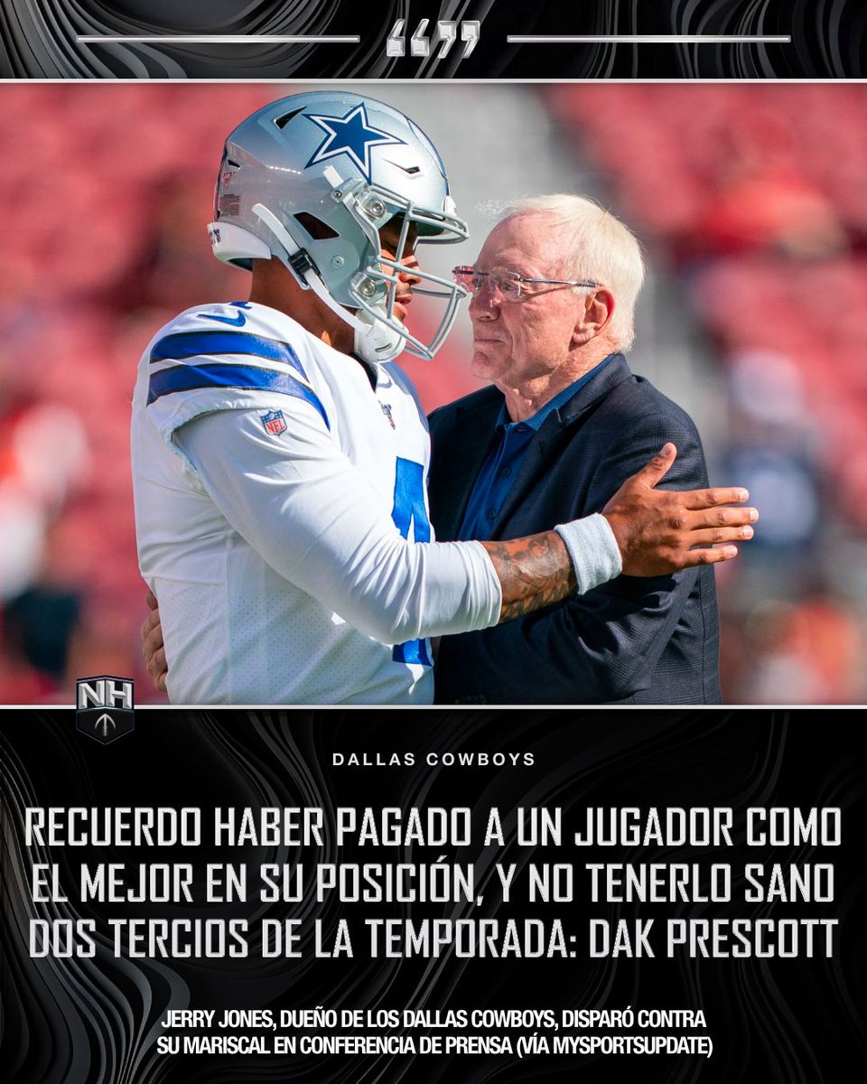 nflnohuddle's tweet image. ¿Polémica en puerta? 🤠
Jerry Jones opinó sobre las situaciones contractuales de Dak Prescott y Micah Parsons, lo que desató la respuesta de este último. 🔙