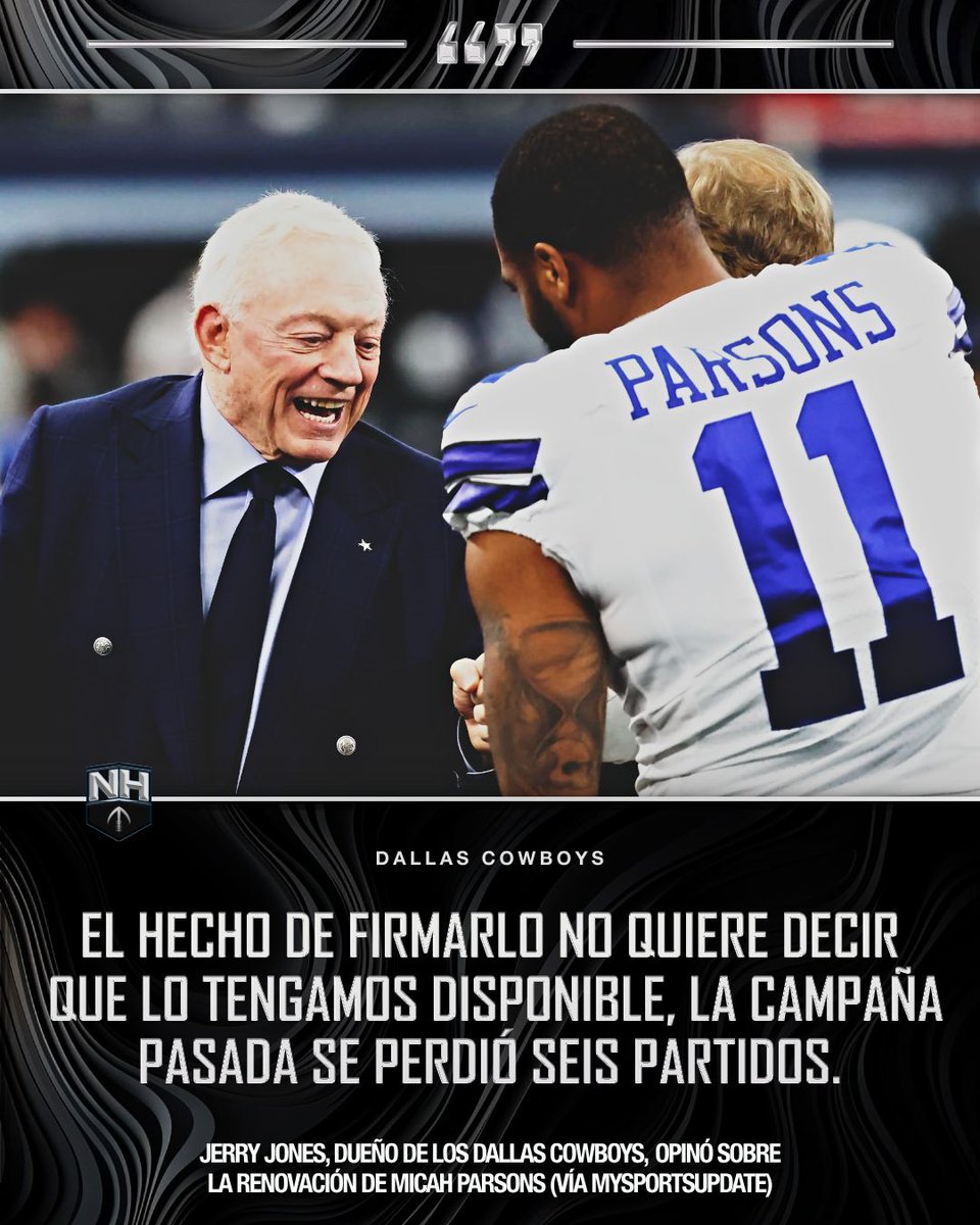 nflnohuddle's tweet image. ¿Polémica en puerta? 🤠
Jerry Jones opinó sobre las situaciones contractuales de Dak Prescott y Micah Parsons, lo que desató la respuesta de este último. 🔙