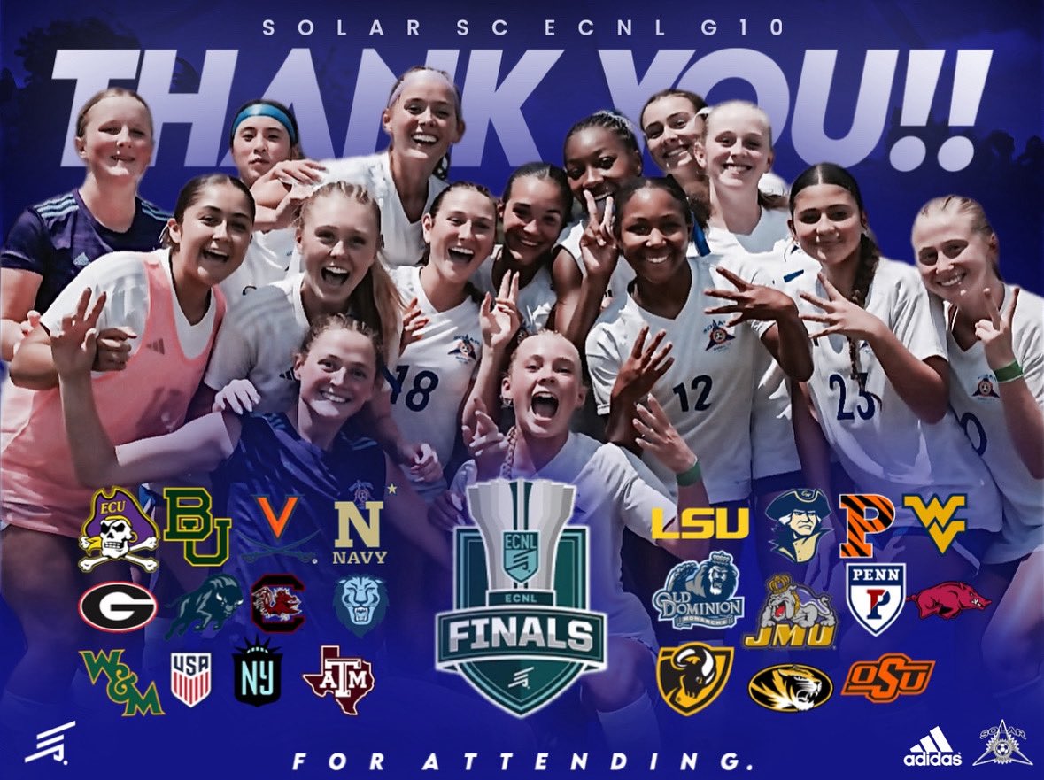 Thank you scouts and coaches for taking time out to watch us compete. Hope you enjoyed and we’re looking forward to more visits next season‼️ @ecnlgirls @solarsoccerclub #SolarNation 💙🩵 @usynt #ECNLFinals #Elite8