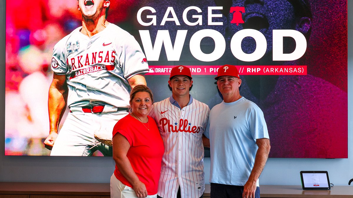 On June 16, Gage Wood threw the first no-hitter in the Men's College World Series since 1960.

Just over a month later, the #Phillies' first-rounder is heading to Single-A Clearwater for his eventual pro debut: atmlb.com/4f3siF3