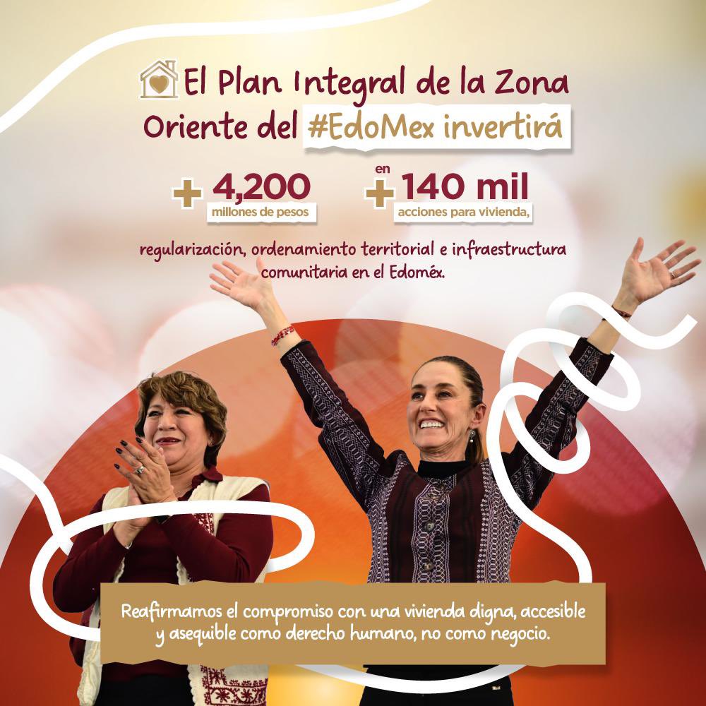 En coordinación con el Gobierno de México, en el #EdoMéx se invierte en infraestructura comunitaria, regularización de viviendas y ordenamiento territorial. 
¡Acceder a una vivienda digna, ya no es más un privilegio!
