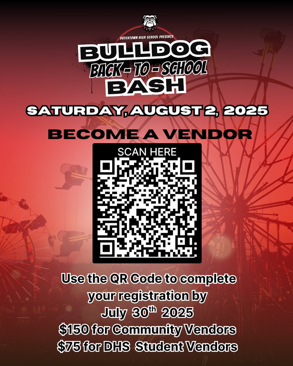 DTown_DAWGS's tweet image. Bulldog Back-To-School Bash! 5k Walk/Run @ 8am-Register & get a T-Shirt as we promote health in our community.
Carnival starting @ 10am-Entertainment, music, carnival games/rides, food trucks. Interested in becoming a vendor?
Vendor Link: gofan.co/event/3821988?…
Spread the word!