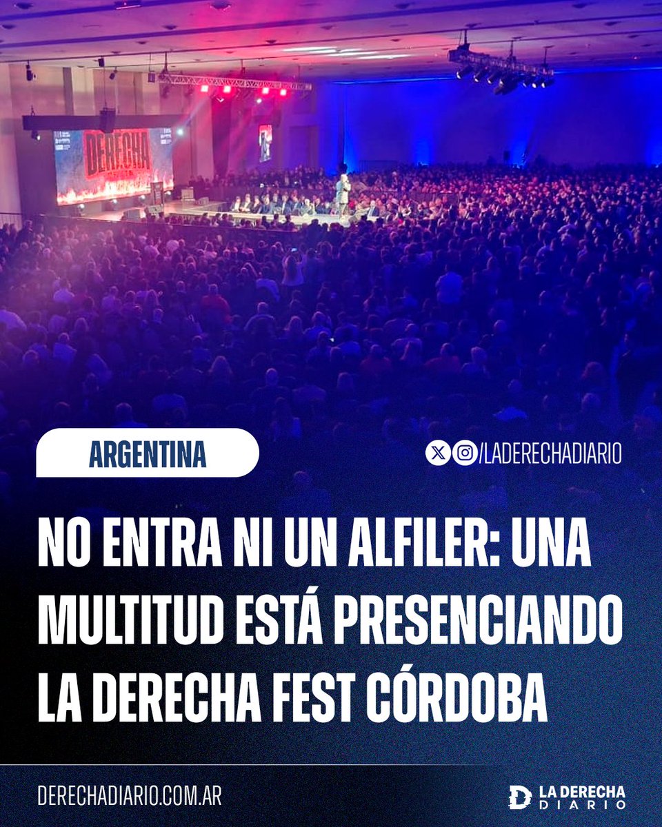 laderechadiario's tweet image. 🚨🇦🇷 | #AHORA NO ENTRA NI UN ALFILER: Una multitud está presenciando La Derecha Fest en Córdoba, esperando la llegada del presidente Javier Milei a salón lleno.