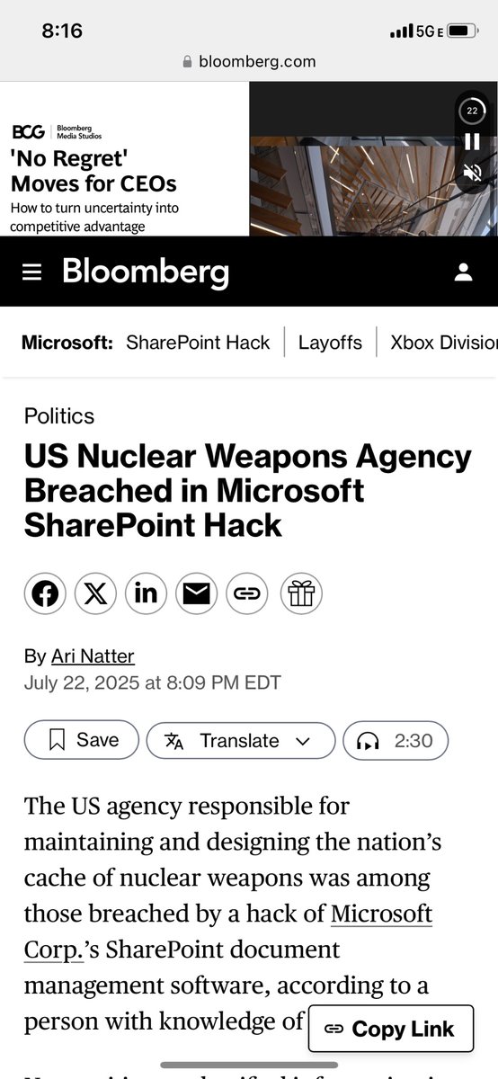 SCOOP: The US agency responsible for maintaining the nation’s stockpile of nuclear weapons was among those breached by hackers exploiting Microsoft’s SharePoint.