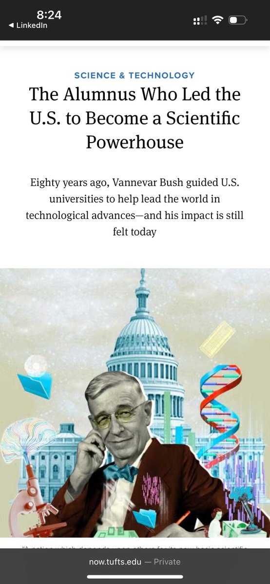 joshchung01's tweet image. There’s something special about finding background similarities from legends.
Discovered that Vannevar Bush was a Tufts alumni, heard his name mentioned a million times by @FoundersPodcast.
Now listening to the episode on him.
Chills.