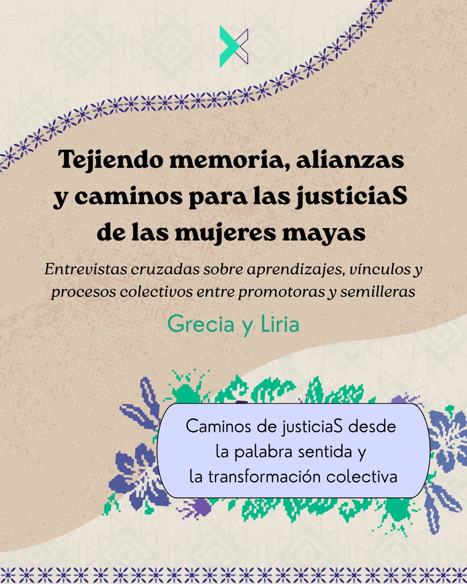 EquisJusticia's tweet image. Grecia y Liria, mujeres jóvenes mayas y activistas, conversan sobre lo que se transforma cuando nos encontramos, escuchamos y articulamos entre nosotras. Imaginar juntas los caminos por las justiciaS también es sembrar futuro desde nuestras voces, saberes y territorios🌱✨…