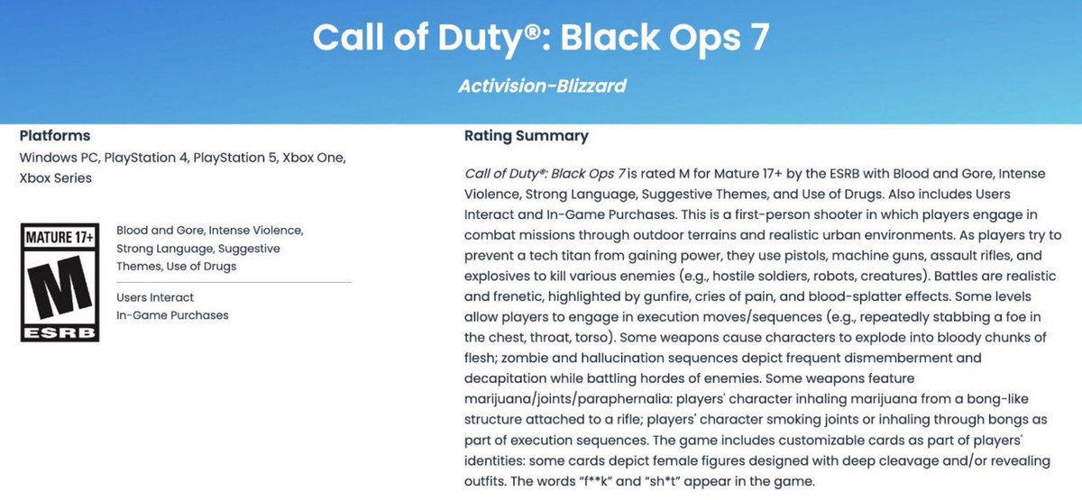 E3waitfor2020's tweet image. Call of Duty Black Ops 7 ESRB rating has dropped and and to no one surprise, the Switch 2 is missing
Another lie by what's left of the video game media...
#Xbox
#XboxGamePass