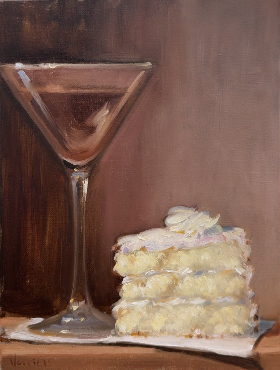 My oil painting of an Espresso tini and Italian Cream Cake