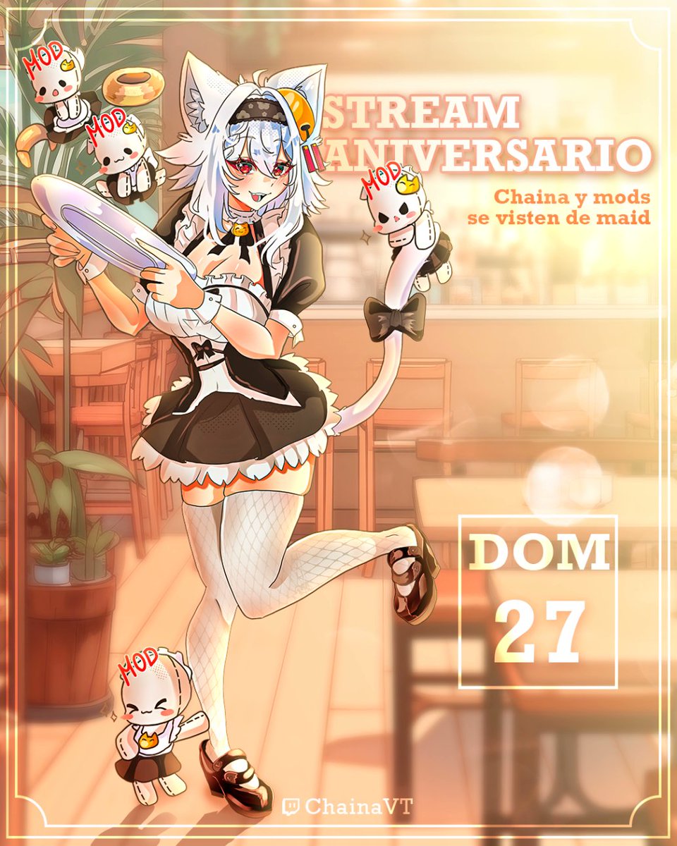 ChainaVT's tweet image. 💥¡STREAM ANIVERSARIO 4 AÑOS EN TWITCH CON CAMARA IRL!💥
👉Este domingo 27 - 4:00pm 🇲🇽/ 5:00pm 🇵🇪🇨🇴 / 6:00pm 🇨🇱 / 7:00pm 🇦🇷 👈
➡️METAS DE BITS/SUB'S POR RETOS
➡️25k bits = Mod's maid / 60k bits = Chaina Maid (TODO IRL)
🥹Como siempre, no es necesario apoyar monetariamente, con…