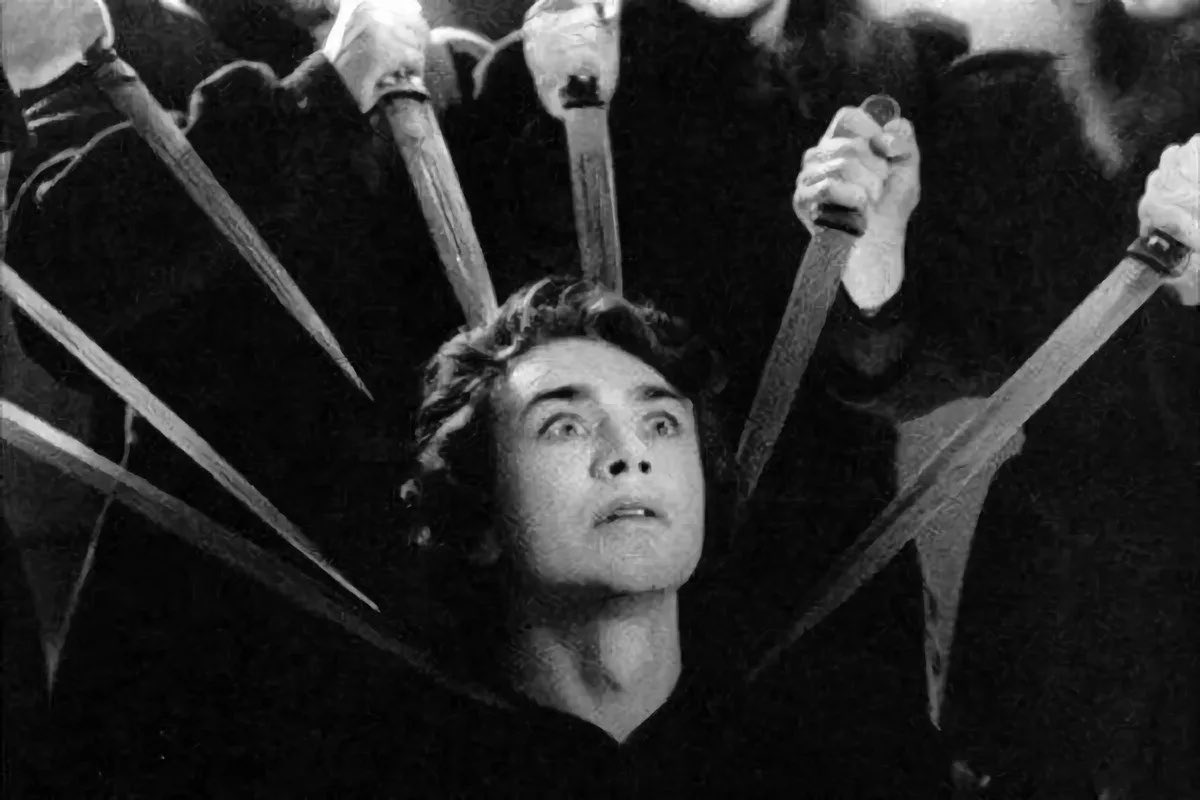 sonnysehra's tweet image. the only surviving shot from the soviet film “ivan the terrible, part 3” by sergei eisenstein. it was commissioned by stalin in the 1940s, who admired the first part and disliked the second one so immensely that he banned it. one of the great lost movies.